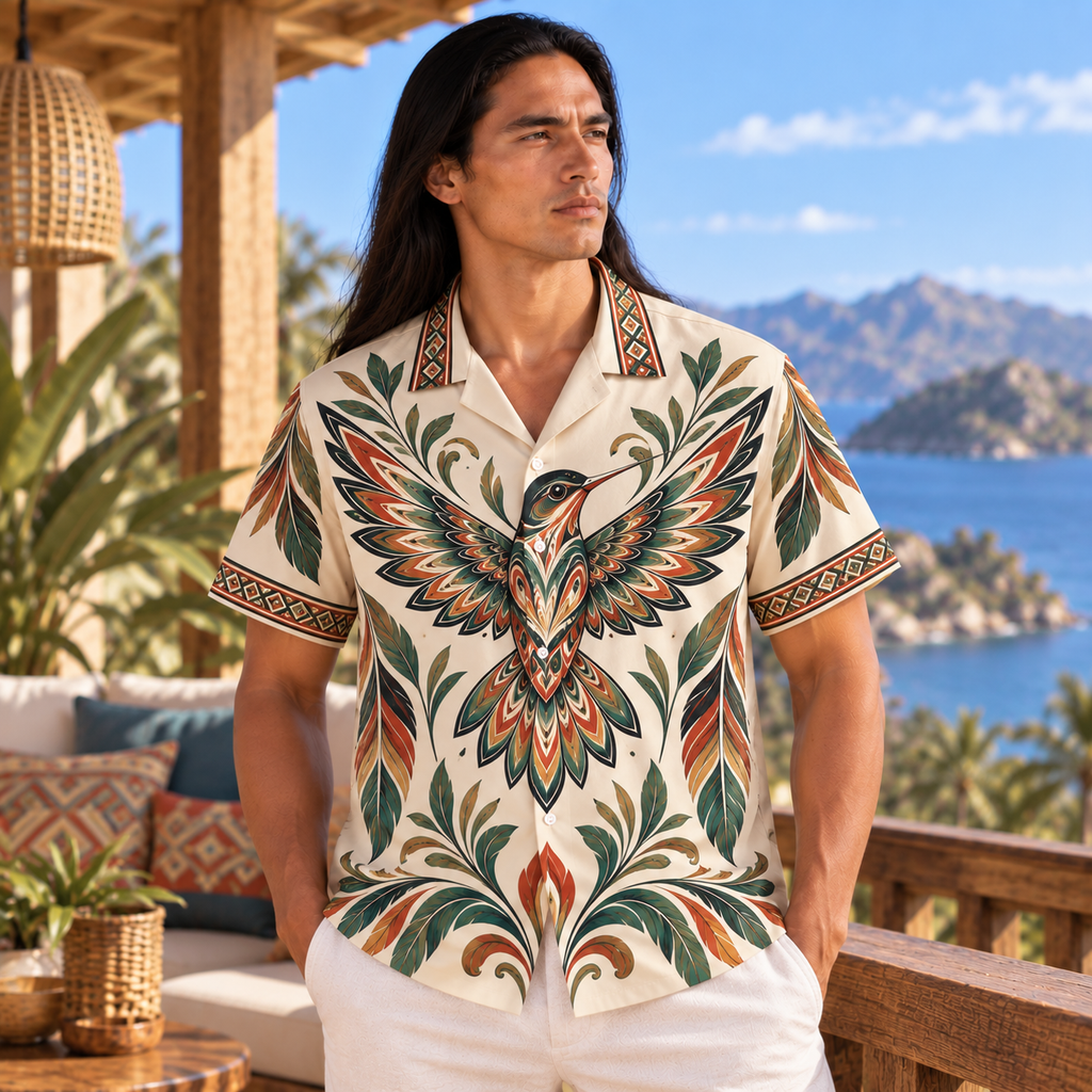 Feather Hummingbirds Native American-Inspired 3D Hawaiian Shirt HWm022
