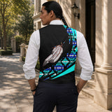 Feather Native American Suit Vest Jacket Print Front & Back BJ000129