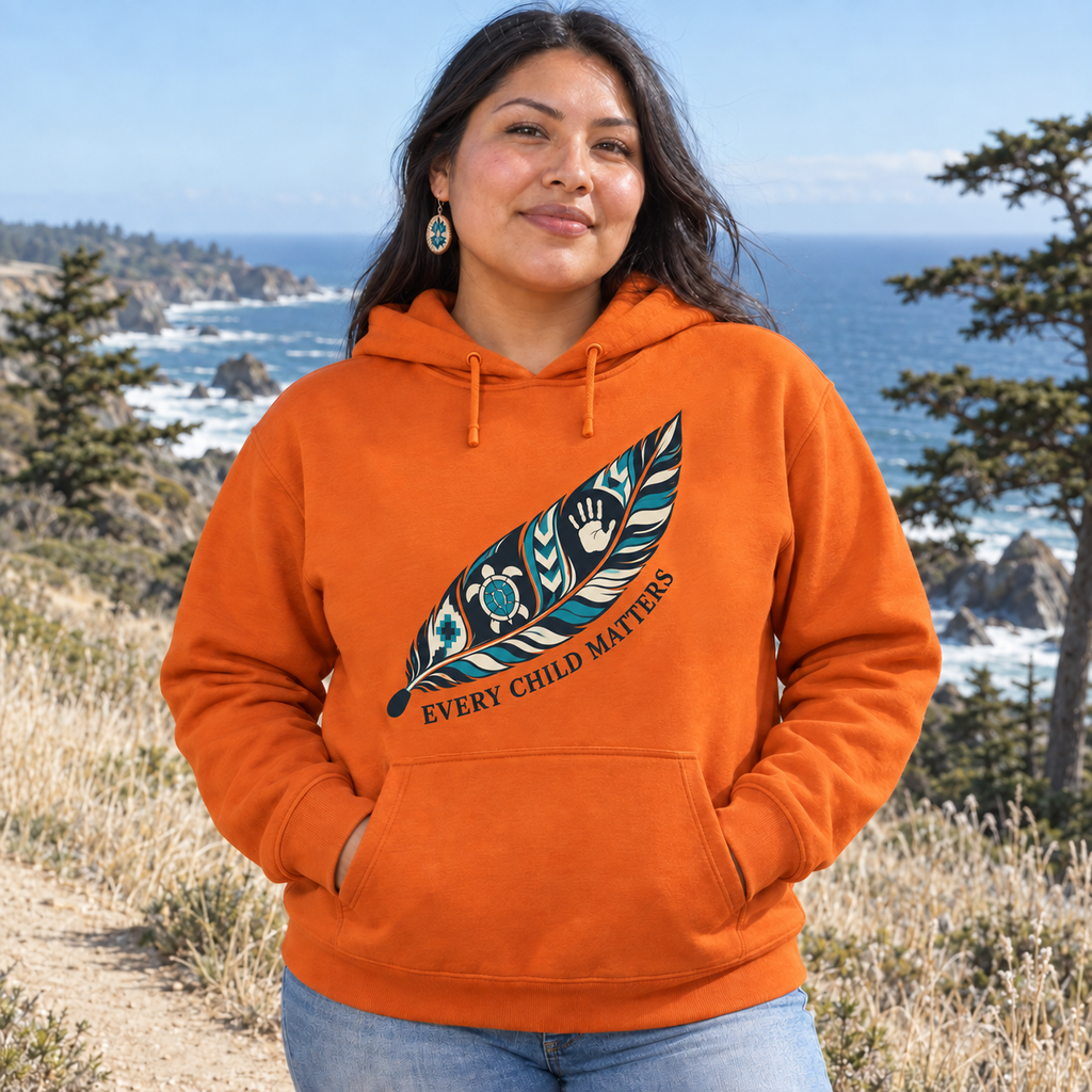 Feather and Turtle Native American-Inspired 2D Hoodie HDm038