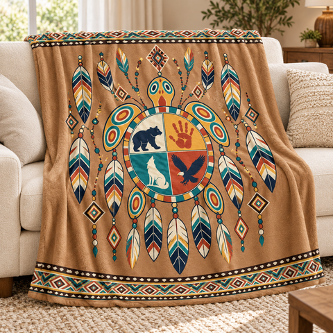 Feathered Turtle Native American-Inspired Blanket BLm013