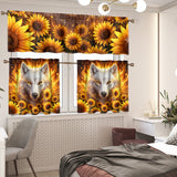 Fire Wolf Sunflowers Native American Curtain Valance and Kitchen Tiers Set DS260425M02v2