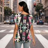Floral Arrow Native American Women's Loose V-neck Short Sleeve T-shirt GB-NAT00017