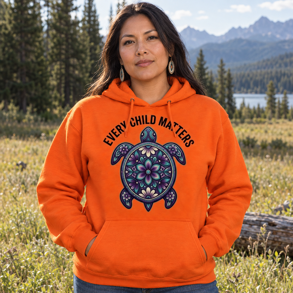 Floral Turtle Native American-Inspired 2D Hoodie HDm027
