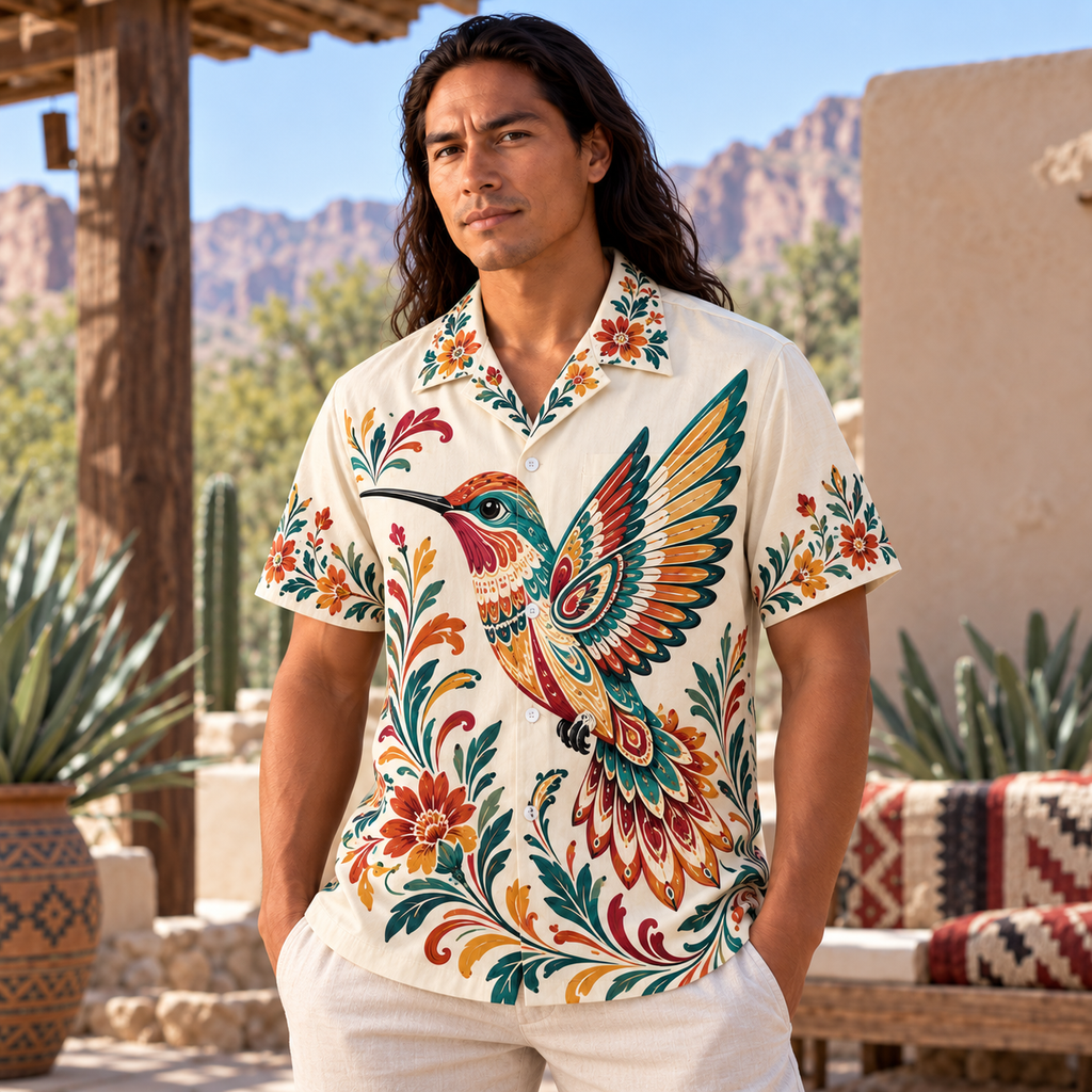 Florals Hummingbirds Native American-Inspired 3D Hawaiian Shirt HWm013