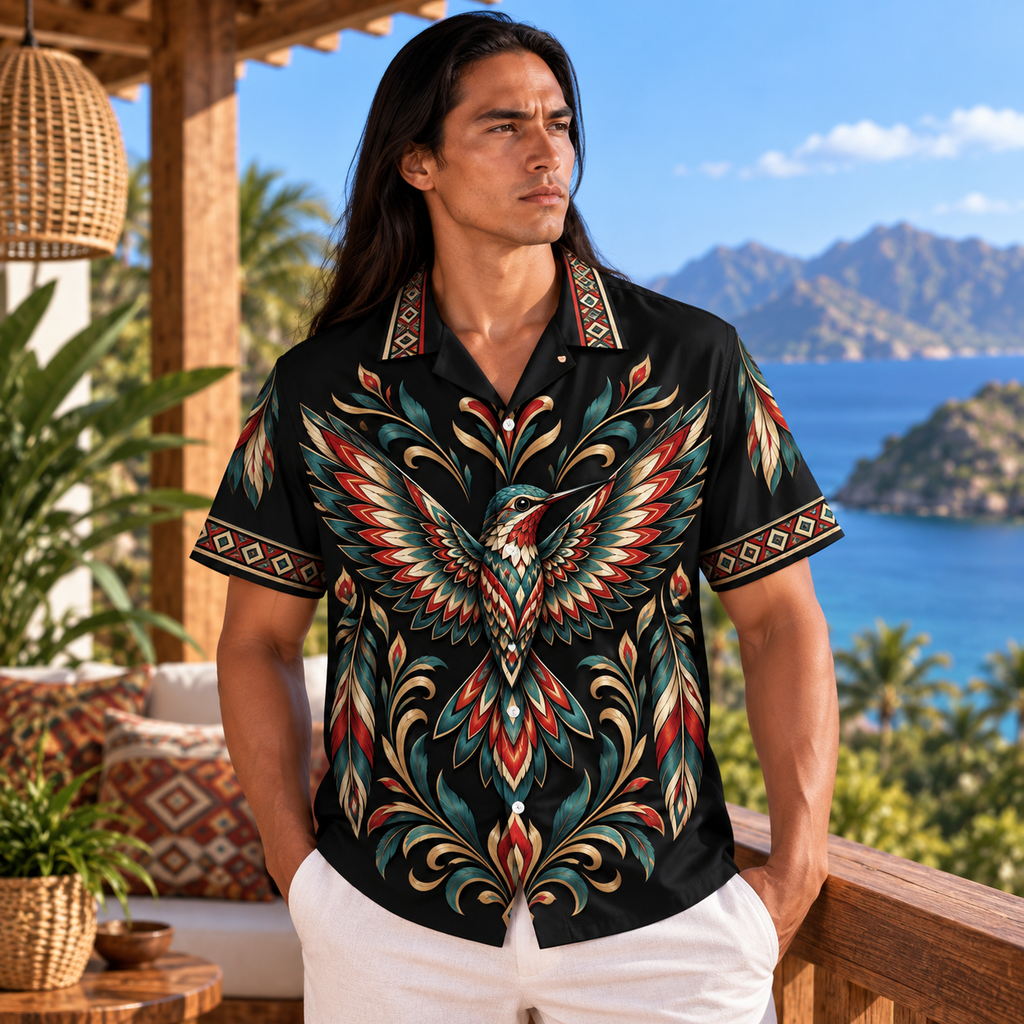 Florals Hummingbirds Native American-Inspired 3D Hawaiian Shirt HWm023