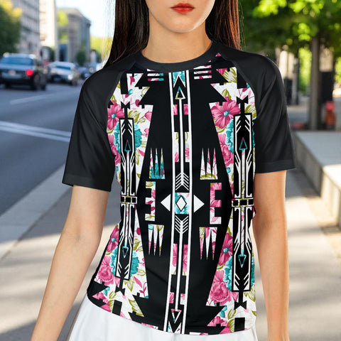 Flower Arrow Native American Women Short-sleeve Rash Guard