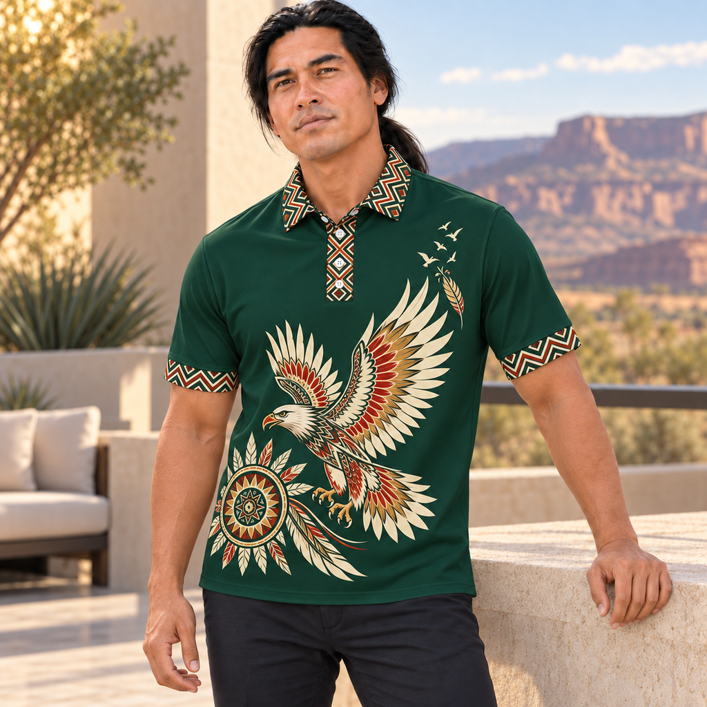 Forest Spirit Soaring Eagle Native American-Inspired Polo T-Shirt 3D PLm029