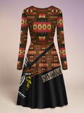 GB-HS00028 Chief Native American V-Neck Long Sleeve Dress