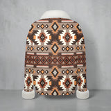 GB-HW000271 Native American Faux Knit V-Neck Sweater Top with Fur Trim