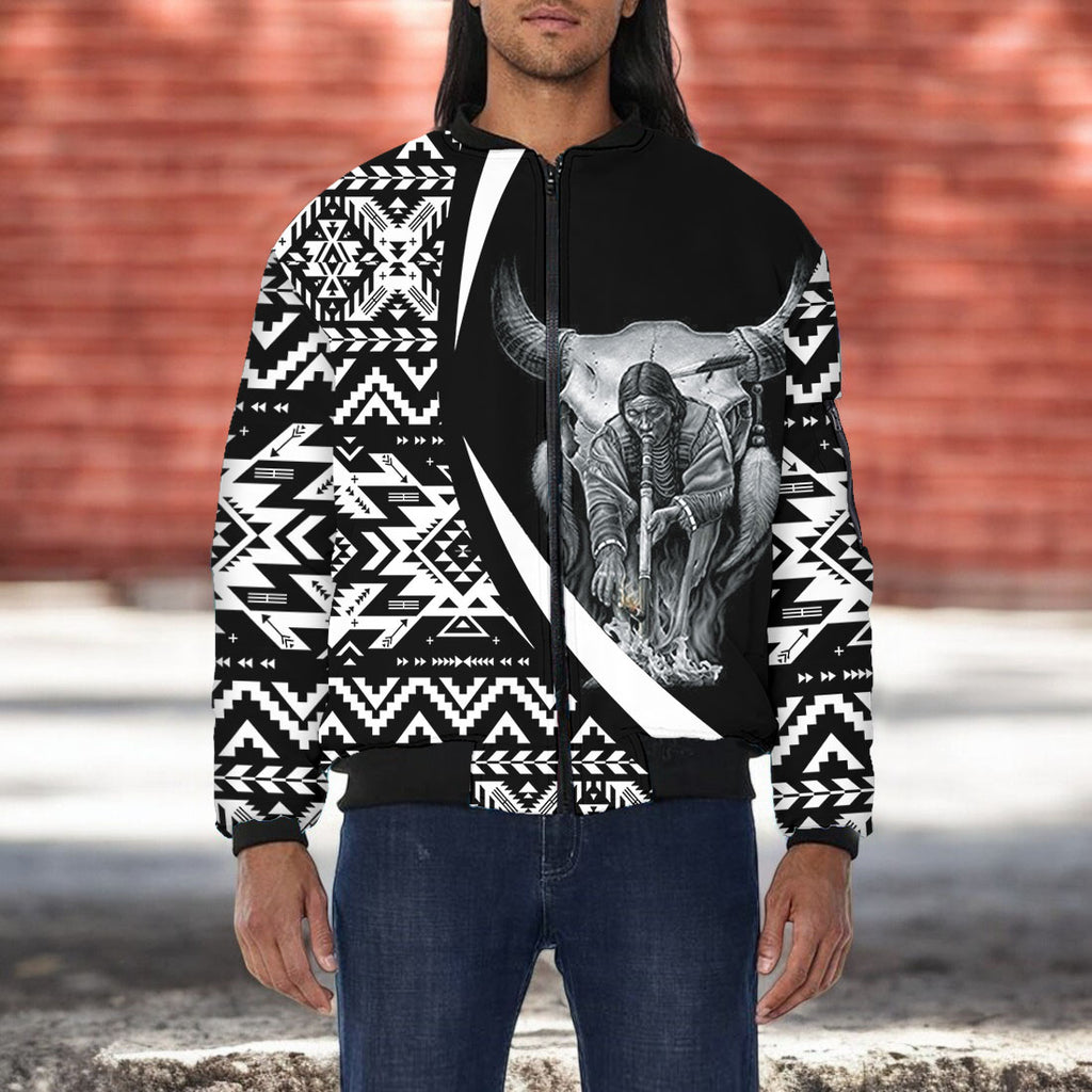 GB-HW000291 Native American Bomber Jacket With Sleeve Pocket