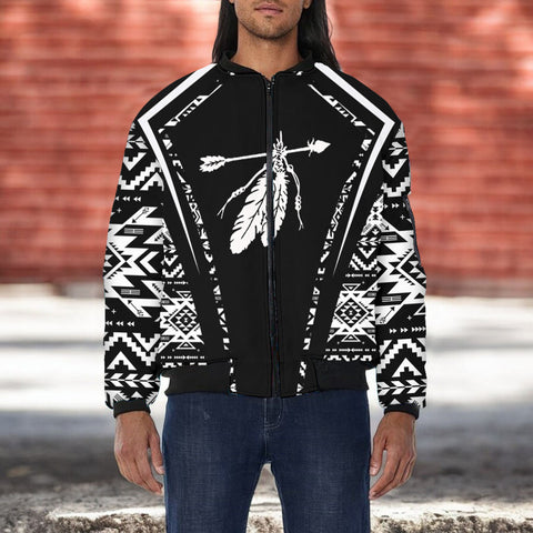 GB-HW000298 Feather Native American Bomber Jacket With Sleeve Pocket