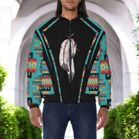 GB-HW000300 Feather Native American Bomber Jacket With Sleeve Pocket