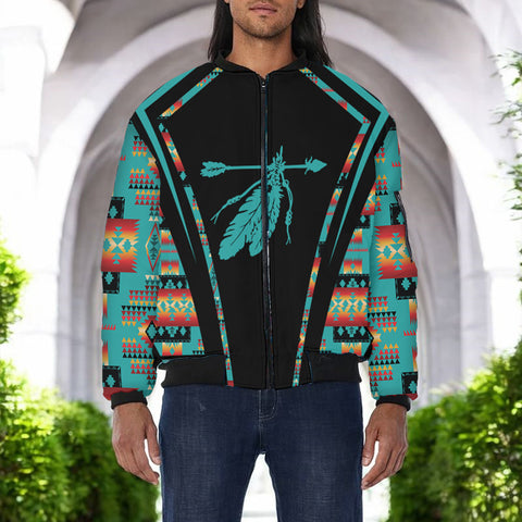 GB-HW000301 Feather Native American Bomber Jacket With Sleeve Pocket