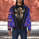 GB-HW000306v2 Bison Native American Bomber Jacket With Sleeve Pocket