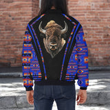 GB-HW000306v2 Bison Native American Bomber Jacket With Sleeve Pocket