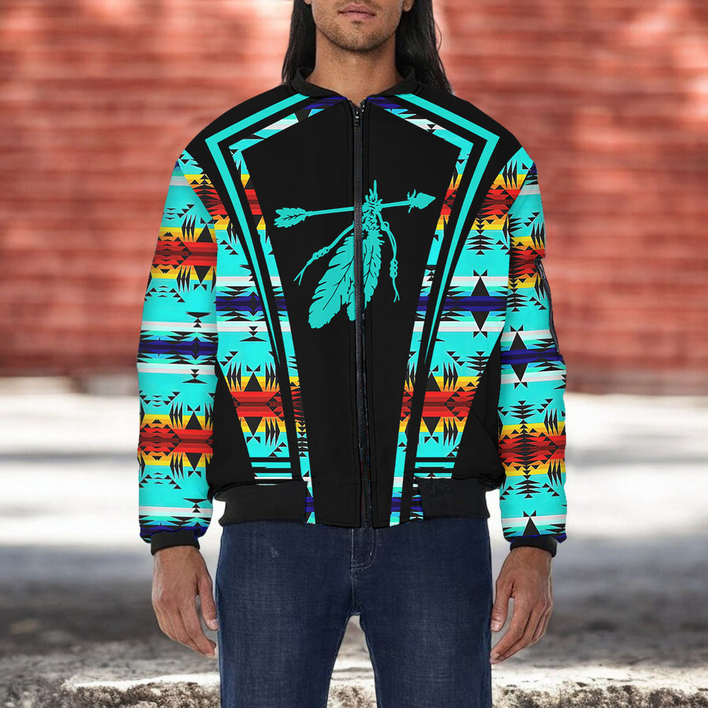 GB-HW000307 Feather Native American Bomber Jacket With Sleeve Pocket