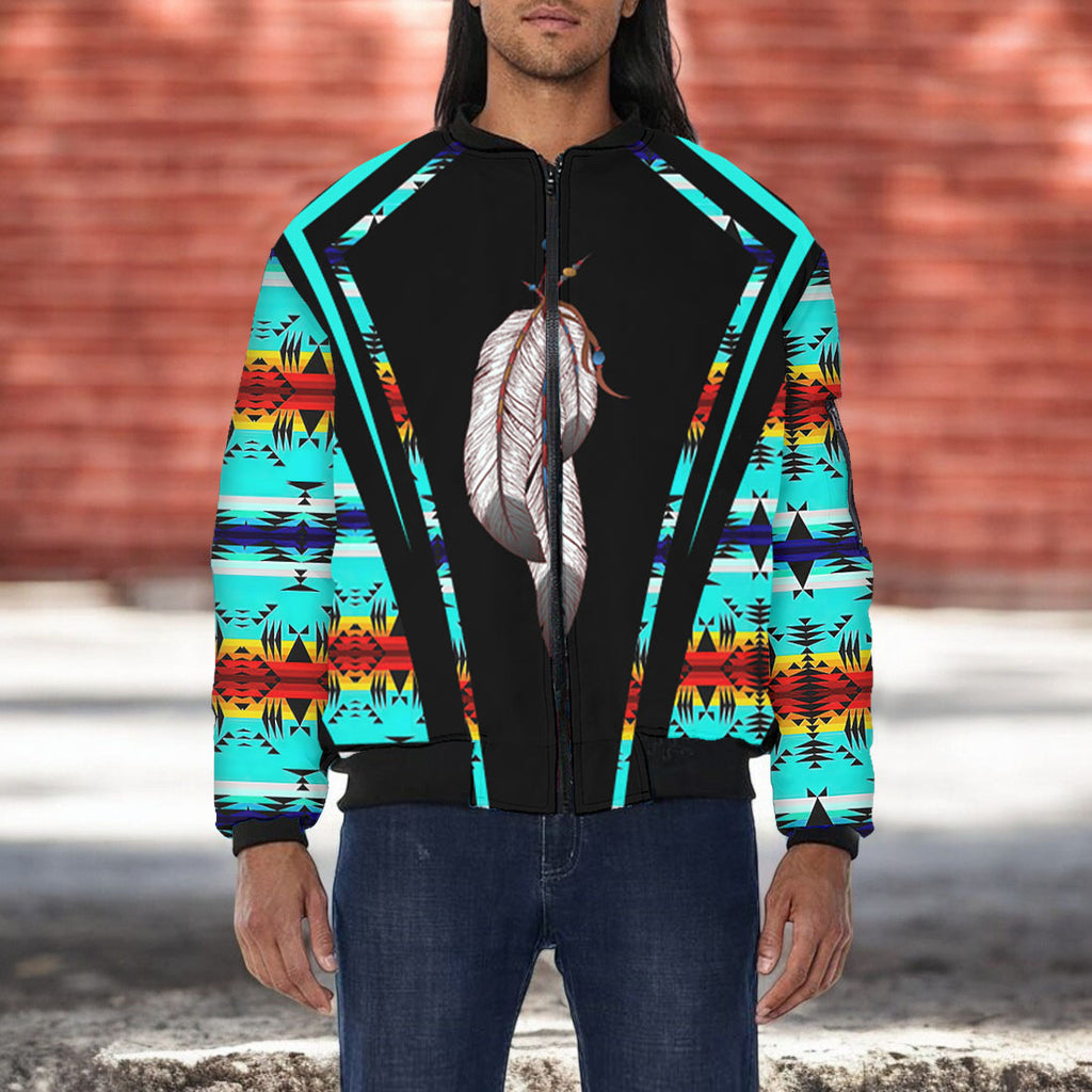 GB-HW000309 Feather Native American Bomber Jacket With Sleeve Pocket