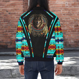 GB-HW000309v2 Wolf Native American Bomber Jacket With Sleeve Pocket