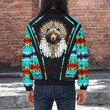 GB-HW000309v3 Bear Native American Bomber Jacket With Sleeve Pocket