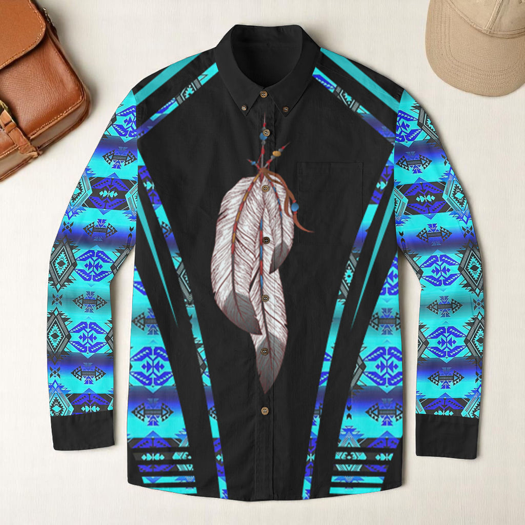 GB-HW000311 Native American Men Casual Lapel Long Sleeve Shirt