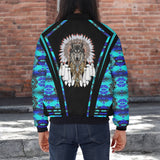 GB-HW000311v3 Wolf Native American Bomber Jacket With Sleeve Pocket