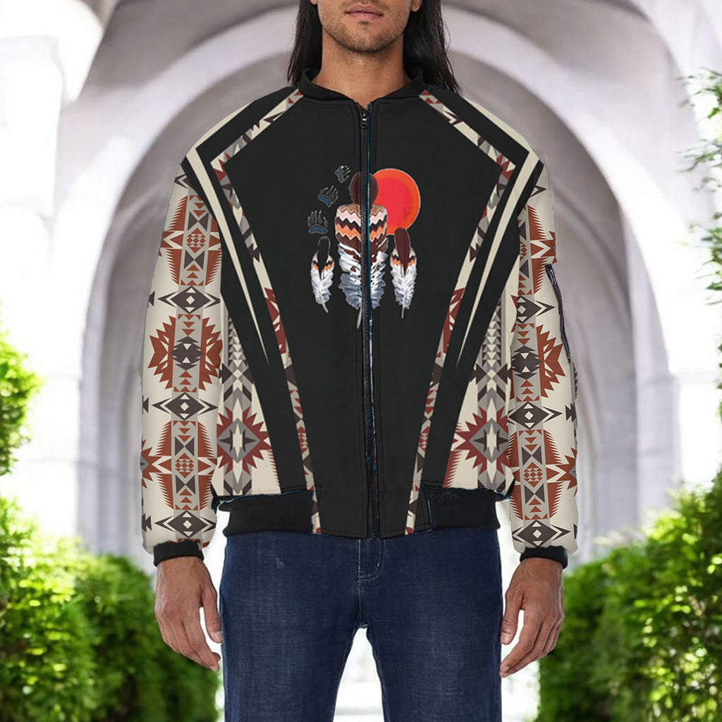 GB-HW000328 Native American Bomber Jacket With Sleeve Pocket
