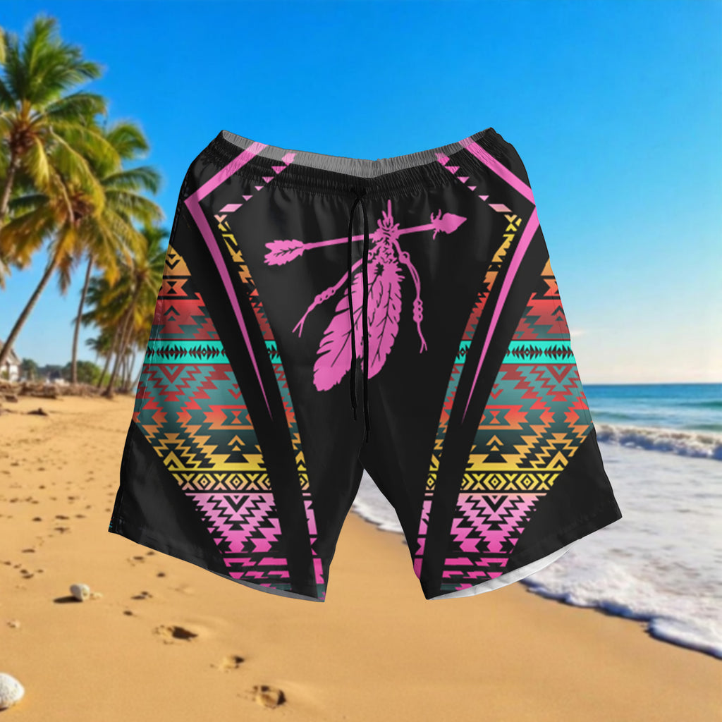 GB-HW000343 Feather Native American Hawaiian Shorts