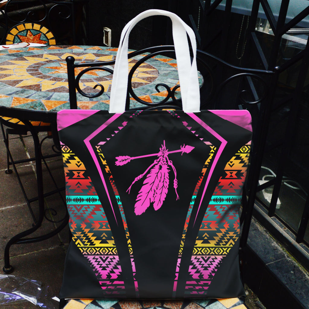 GB-HW000343 Feather Native American Pocket Canvas Bag