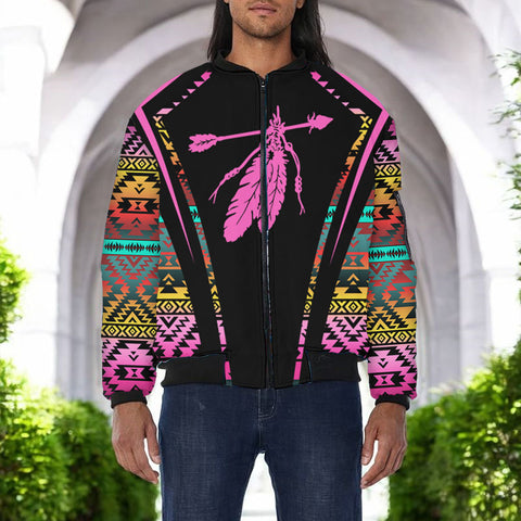 GB-HW000343 Native American Bomber Jacket With Sleeve Pocket