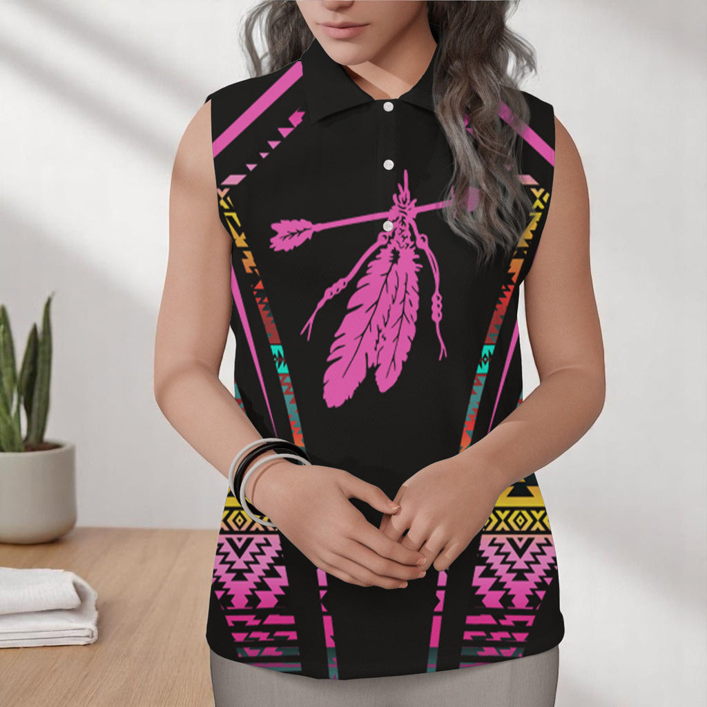 GB-HW000343 Native American Women Sleeveless Polo Shirt