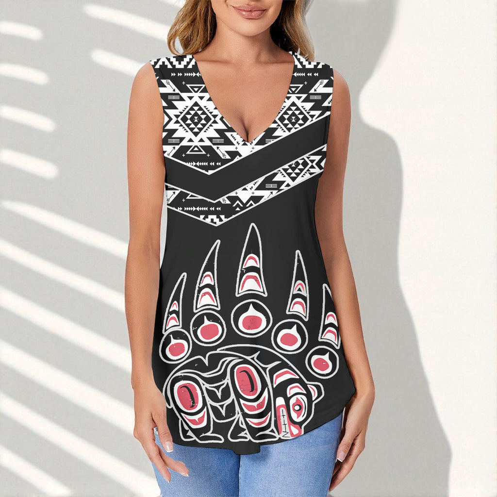 GB-HW000557 Bear Native American Women Sports Vest
