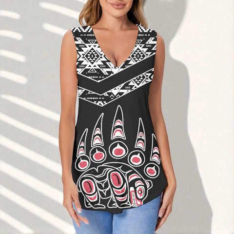GB-HW000557 Bear Native American Women Sports Vest