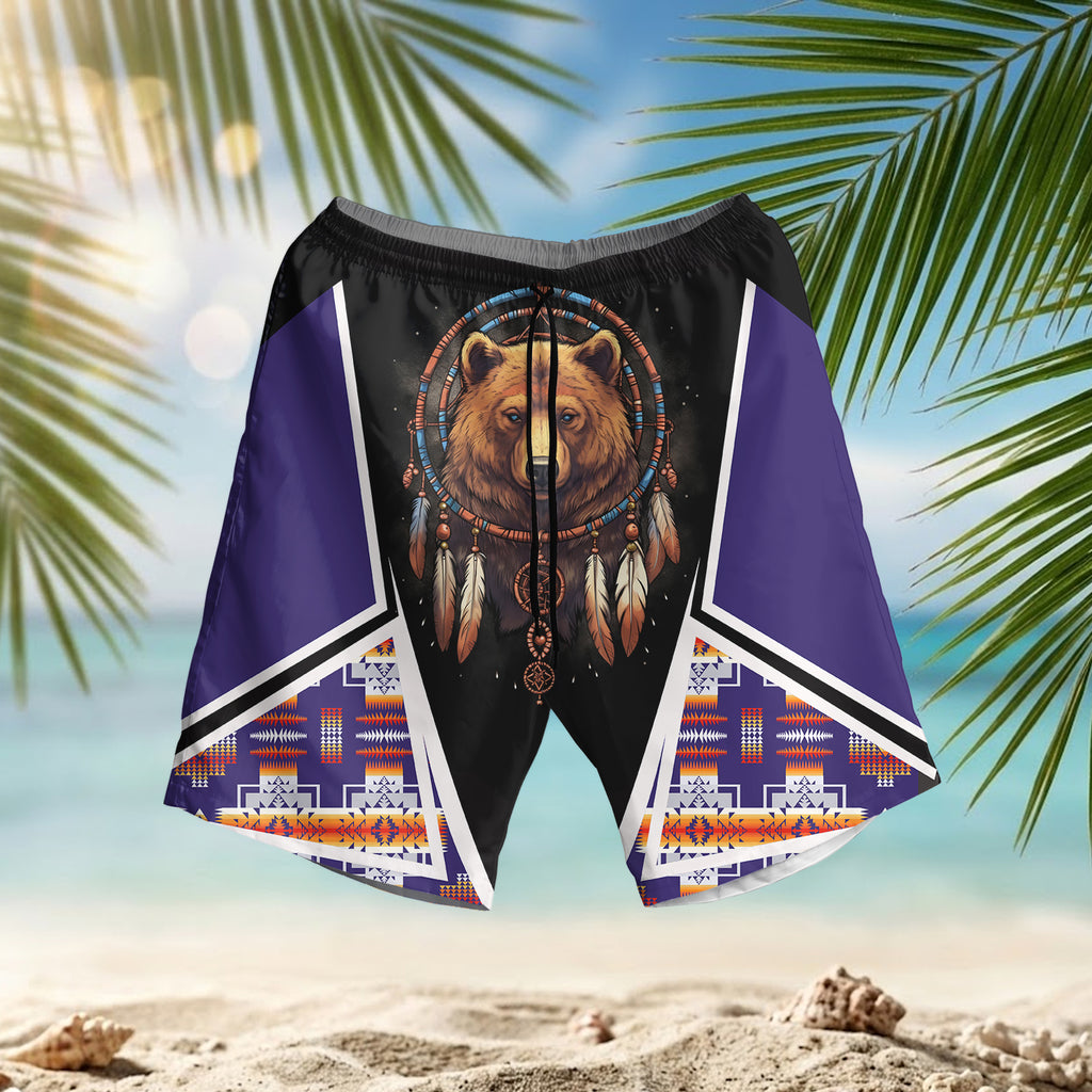 GB-HW000623 Bear Dreamcatcher Native American Hawaiian Shorts