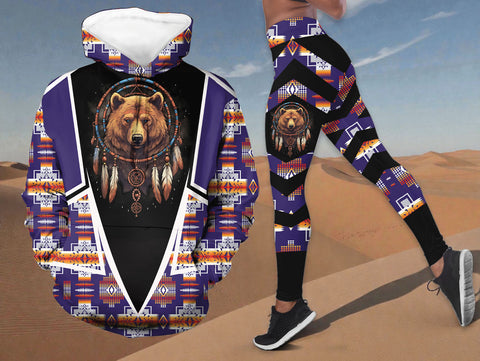GB-HW000623 Bear Native American Hoodie Leggings Set