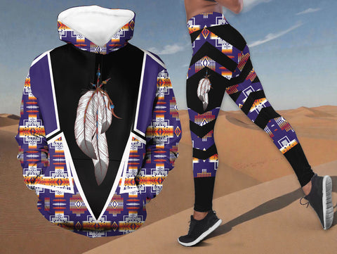GB-HW000623v4 Feather Native American Hoodie Leggings Set