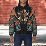GB-HW000650v2 Bison Native American Bomber Jacket With Sleeve Pocket