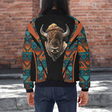 GB-HW000650v2 Bison Native American Bomber Jacket With Sleeve Pocket