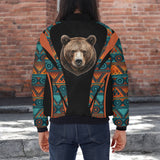 GB-HW000650v3 Bear Native American Bomber Jacket With Sleeve Pocket