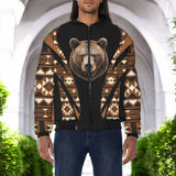 GB-HW000665v2 Bear Native American Bomber Jacket With Sleeve Pocket