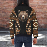 GB-HW000665v2 Bear Native American Bomber Jacket With Sleeve Pocket