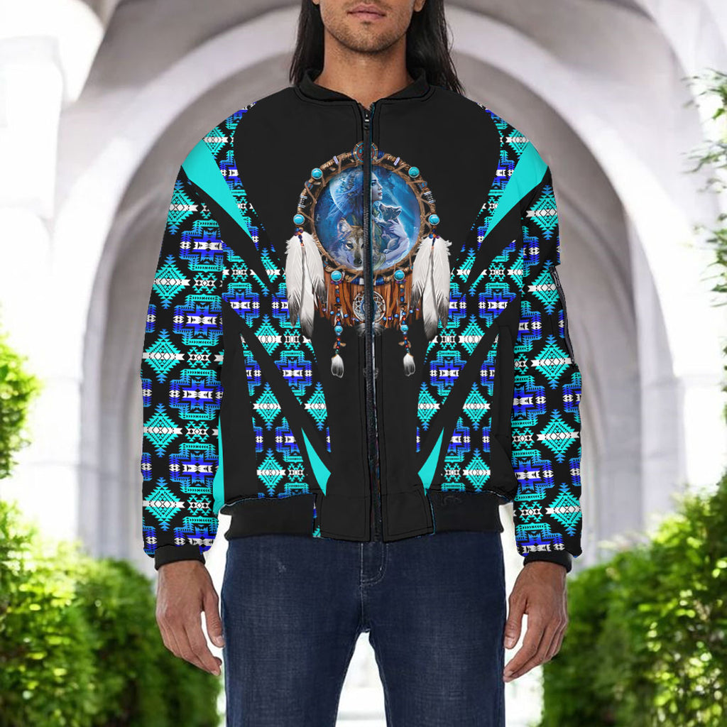 GB-HW000678v2 Dreamcatcher Native American Bomber Jacket With Sleeve Pocket