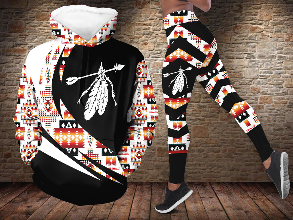GB-HW000723v3 Feather Native American Hoodie Leggings Set
