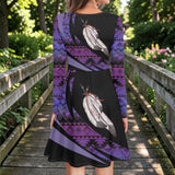 GB-HW000732 Feather Native American Round Neck Long Sleeve Dress