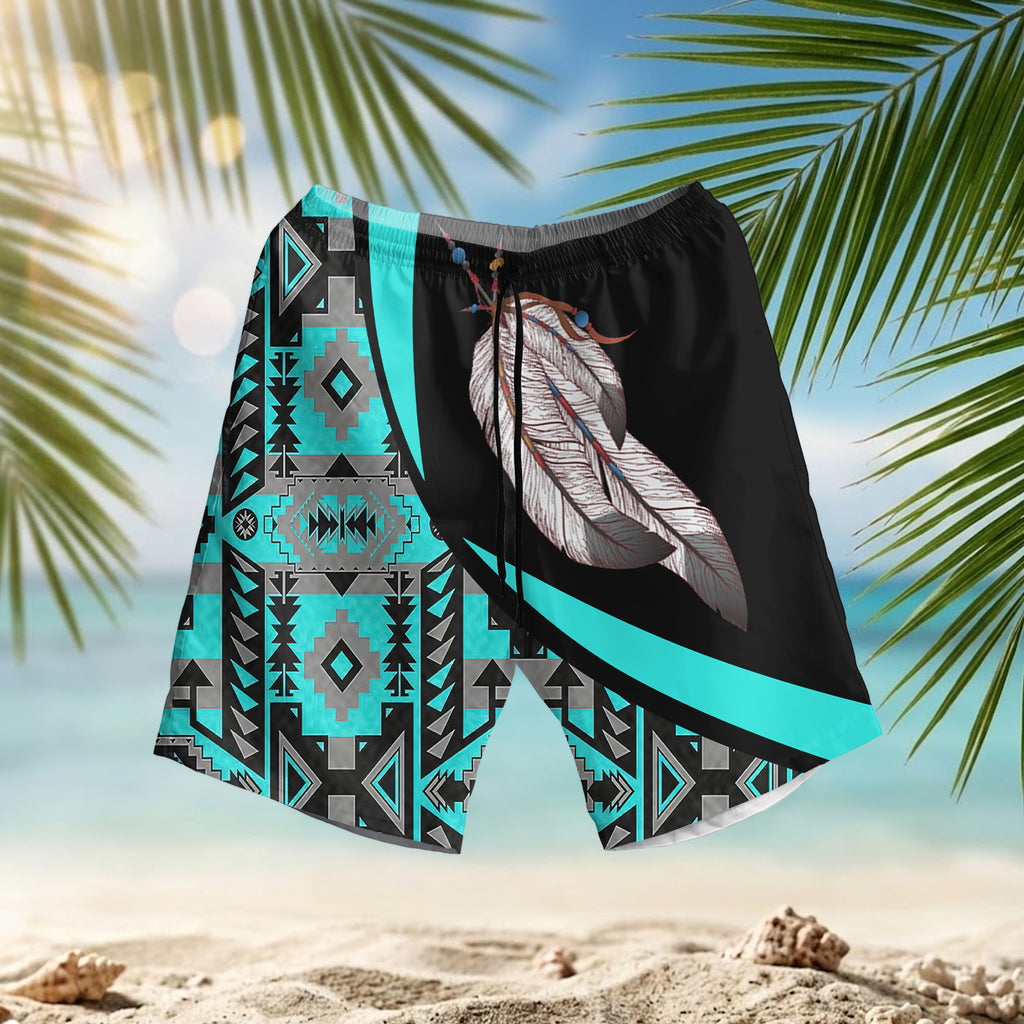 GB-HW000754 Feather Native American Hawaiian Shorts