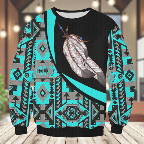GB-HW000754 Native American Unisex Drop-shoulder Knitted Fleece Sweater