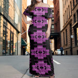 GB-HW00077 Native American Off Shoulder Ruffle Maxi Dress