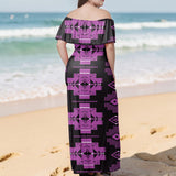 GB-HW00077 Native American Off Shoulder Ruffle Maxi Dress
