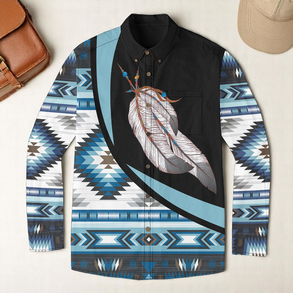 GB-HW000783 Native American Men Casual Lapel Long Sleeve Shirt