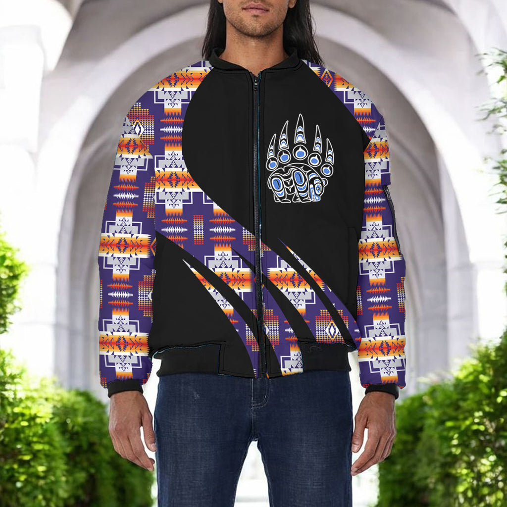 GB-HW000809 Bear Claws Native American Bomber Jacket With Sleeve Pocket