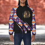 GB-HW000809v2 Wolf Dreamcatcher Native American Bomber Jacket With Sleeve Pocket